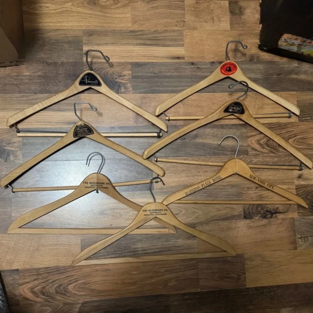Vintage Wooden Hanger Lot of 13‎ Advertising Barbizon-Plaza Hotel Wishbone NYC +
